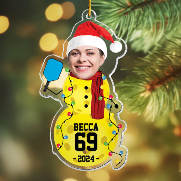 Custom Photo Pickleball Snowman Ornament - Gifts For Players, Team, Boys - Personalized Acrylic Ornament - Image 5