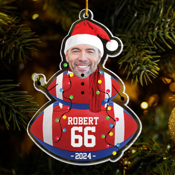 Custom Photo Rugby Snowman Ornament - Gifts For Players, Team, Boys - Personalized Acrylic Ornament - Image 6