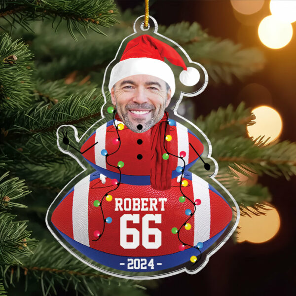 Custom Photo Rugby Snowman Ornament - Gifts For Players, Team, Boys - Personalized Acrylic Ornament - Image 4