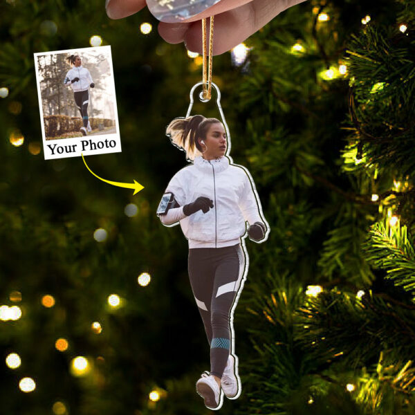 Custom Photo Running Lovers Acrylic Ornament - Personalized Upload Photo Acrylic Ornament For Runner - Image 2