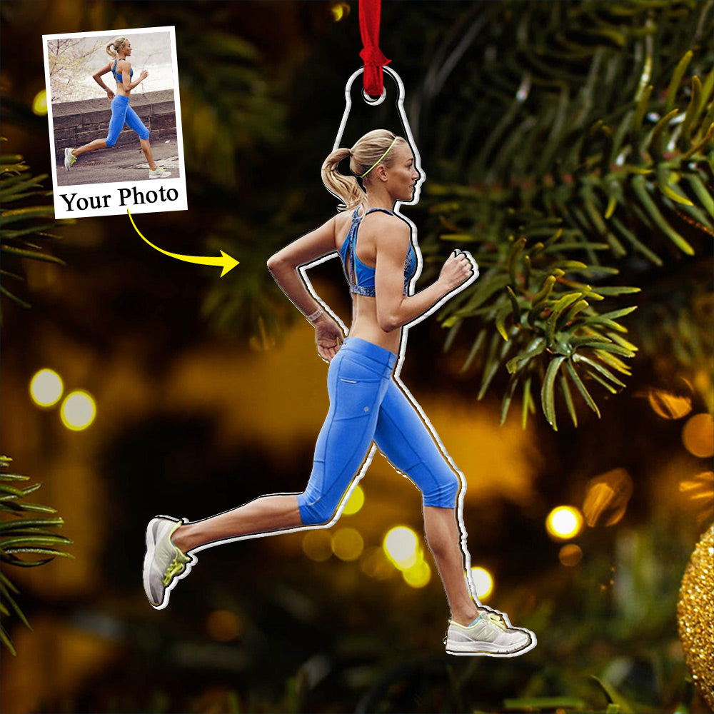 Custom Photo Running Lovers Acrylic Ornament - Personalized Upload Photo Acrylic Ornament For Runner