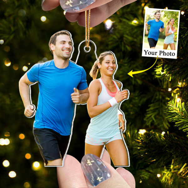 Custom Photo Running Lovers Acrylic Ornament - Personalized Upload Photo Acrylic Ornament For Runner - Image 4