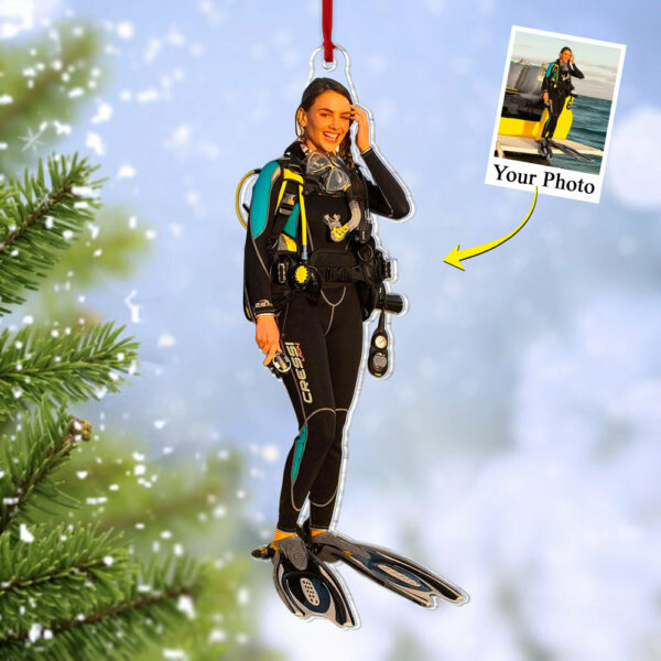 Custom Photo Scuba Diving Acrylic Ornament - Personalized Upload Photo Ornament