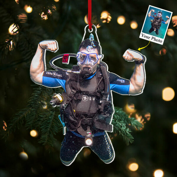 Custom Photo Scuba Diving Acrylic Ornament - Personalized Upload Photo Ornament - Image 3