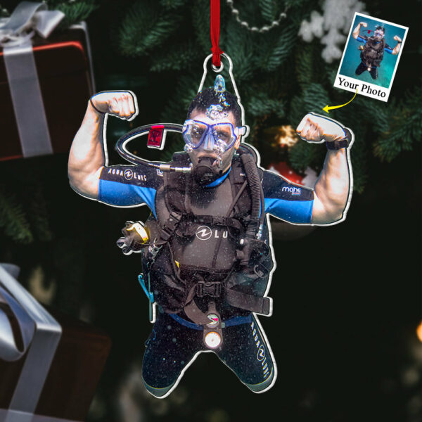 Custom Photo Scuba Diving Acrylic Ornament - Personalized Upload Photo Ornament - Image 4