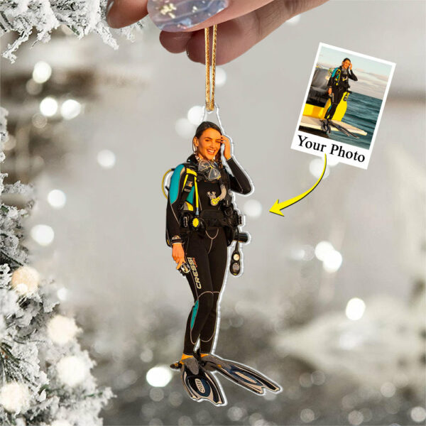 Custom Photo Scuba Diving Acrylic Ornament - Personalized Upload Photo Ornament - Image 2