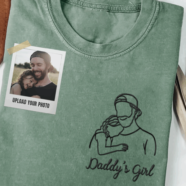 Custom Photo Shirt For Dad, Dad Portrait Embroidered Shirt From Photo, New Dad Shirt, Fathers Day Gifts, Gift For Husband - Image 4