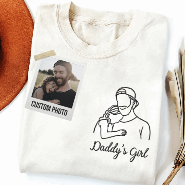Custom Photo Shirt For Dad, Dad Portrait Embroidered Shirt From Photo, New Dad Shirt, Fathers Day Gifts, Gift For Husband - Image 3