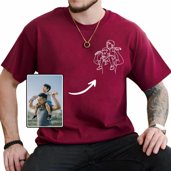 Custom Photo Shirt for Dad, Father's Day Tshirt, Personalized Dad Portrait Shirt, Fathers Day Gifts, Dad Birthday Gifts, Gift for Husband - Image 3