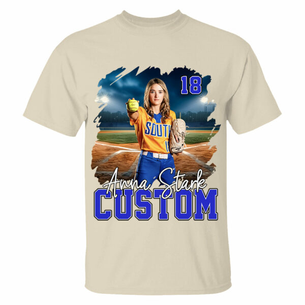 Custom Photo Softball Player And Team Name Shirt - Personalized Photo Sports Shirt - Image 3