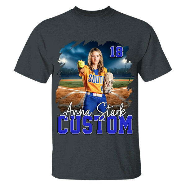 Custom Photo Softball Player And Team Name Shirt - Personalized Photo Sports Shirt - Image 5