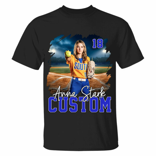 Custom Photo Softball Player And Team Name Shirt - Personalized Photo Sports Shirt - Image 4