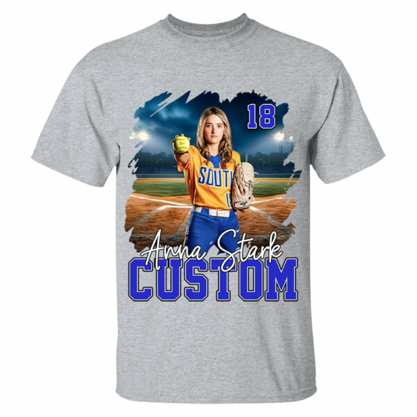 Custom Photo Softball Player And Team Name Shirt - Personalized Photo Sports Shirt - Image 2