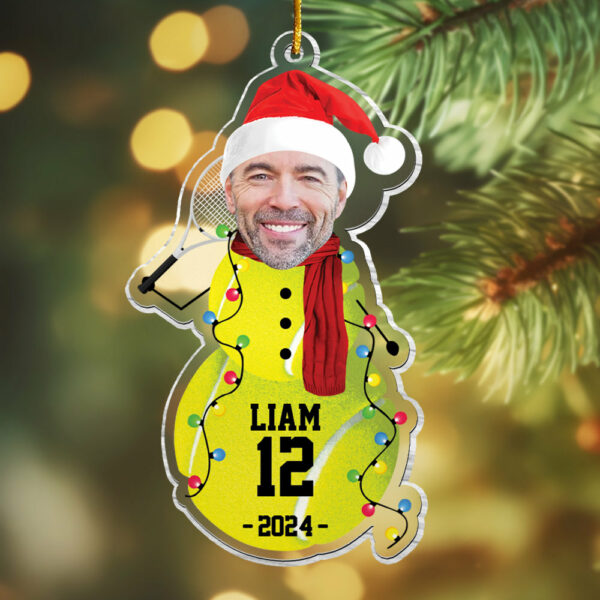 Custom Photo Tennis Snowman Ornament - Gifts For Players, Team, Boys - Personalized Acrylic Ornament - Image 5