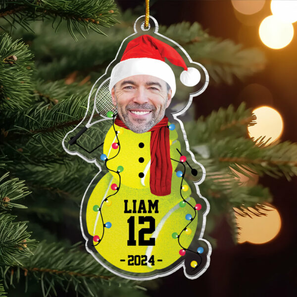 Custom Photo Tennis Snowman Ornament - Gifts For Players, Team, Boys - Personalized Acrylic Ornament - Image 3