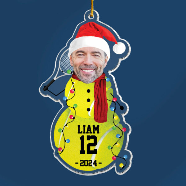 Custom Photo Tennis Snowman Ornament - Gifts For Players, Team, Boys - Personalized Acrylic Ornament - Image 4