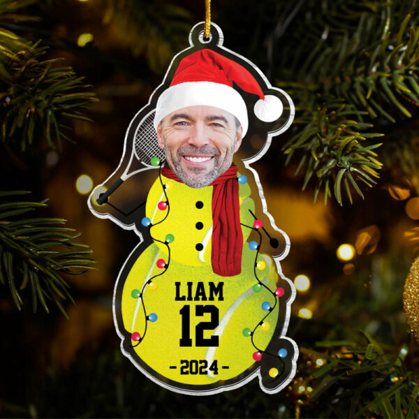 Custom Photo Tennis Snowman Ornament - Gifts For Players, Team, Boys - Personalized Acrylic Ornament - Image 6