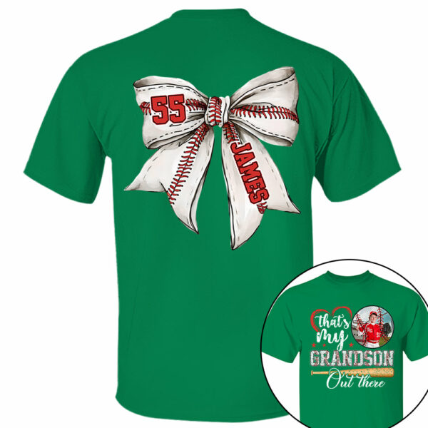 Custom Photo That's My Grandson Out There Baseball Family Shirt - Image 13