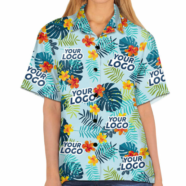 Custom Photo Tropical Vibes Only - Company Logo Personalized Custom Unisex Tropical Hawaiian Shirt - Summer Vacation Gift, Gift For Coworker, Team Members - Image 9
