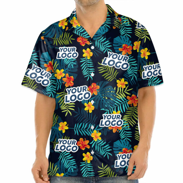 Custom Photo Tropical Vibes Only - Company Logo Personalized Custom Unisex Tropical Hawaiian Shirt - Summer Vacation Gift, Gift For Coworker, Team Members - Image 4