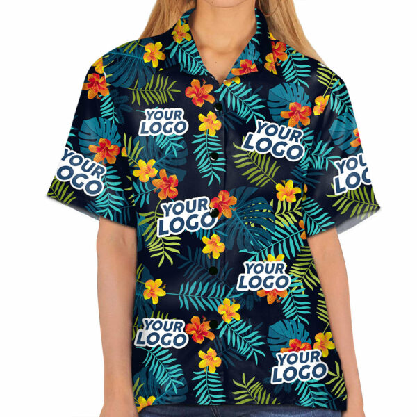 Custom Photo Tropical Vibes Only - Company Logo Personalized Custom Unisex Tropical Hawaiian Shirt - Summer Vacation Gift, Gift For Coworker, Team Members - Image 6