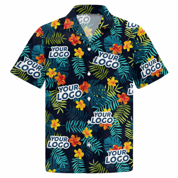 Custom Photo Tropical Vibes Only - Company Logo Personalized Custom Unisex Tropical Hawaiian Shirt - Summer Vacation Gift, Gift For Coworker, Team Members - Image 2