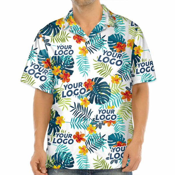 Custom Photo Tropical Vibes Only - Company Logo Personalized Custom Unisex Tropical Hawaiian Shirt - Summer Vacation Gift, Gift For Coworker, Team Members - Image 12