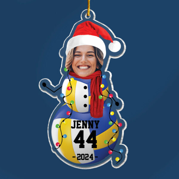 Custom Photo Volleyball Snowman Ornament - Gifts For Players, Team, Boys - Personalized Acrylic Ornament - Image 4