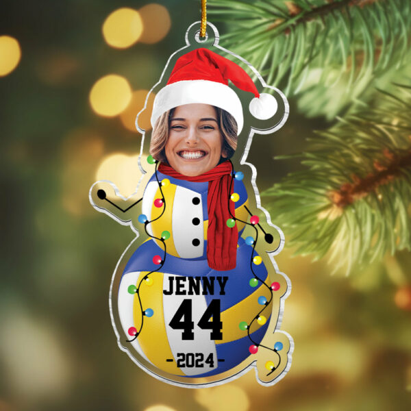 Custom Photo Volleyball Snowman Ornament - Gifts For Players, Team, Boys - Personalized Acrylic Ornament - Image 5
