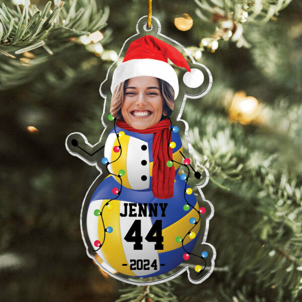 Custom Photo Volleyball Snowman Ornament - Gifts For Players, Team, Boys - Personalized Acrylic Ornament - Image 2