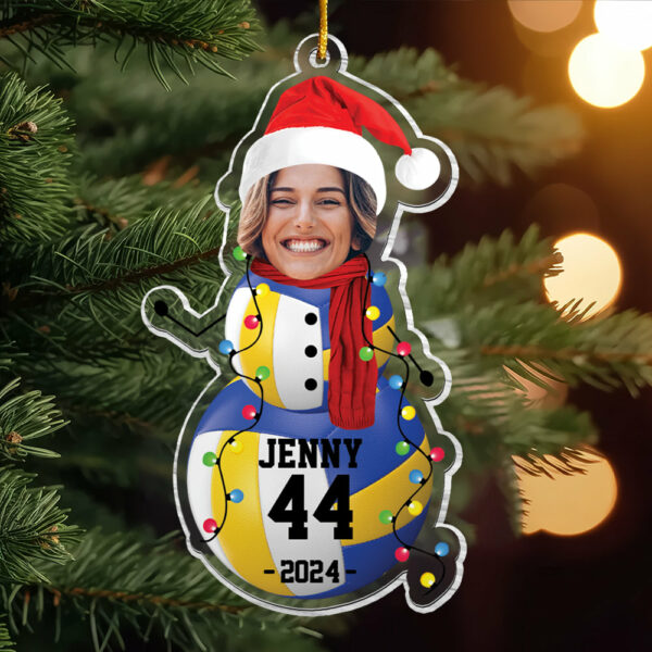 Custom Photo Volleyball Snowman Ornament - Gifts For Players, Team, Boys - Personalized Acrylic Ornament - Image 3