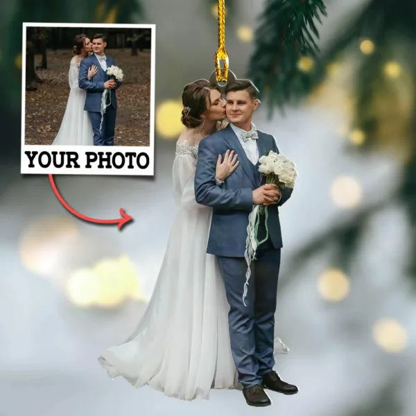 Custom Photo Wedding Ornament Gift For Wife - Personalized Photo Ornament Gift For Couples - Ornament Wedding Gifts For Couples - Image 2