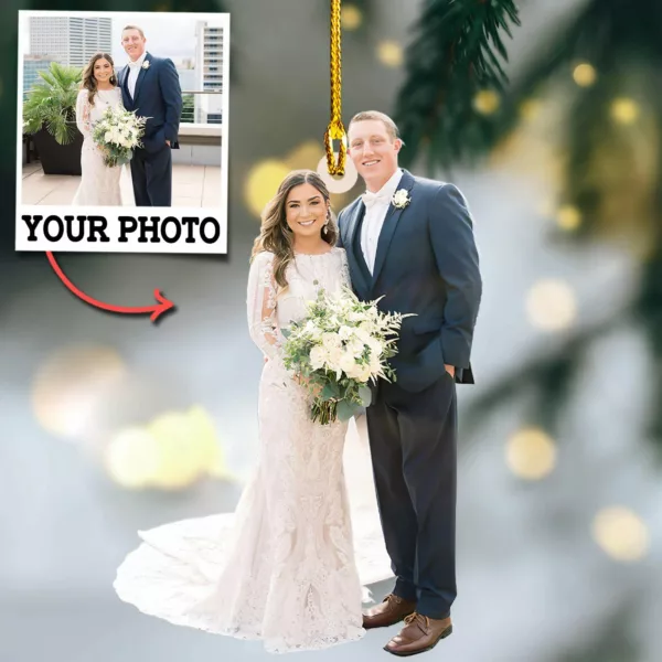 Custom Photo Wedding Ornament Gift For Wife - Personalized Photo Ornament Gift For Couples - Ornament Wedding Gifts For Couples - Image 3