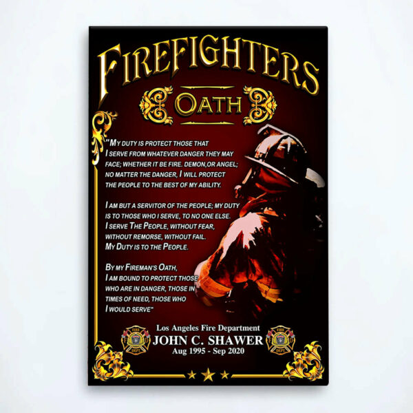 Custom Poster Canvas Firefighter Oath Who Are In Danger Firefighter Gift K1702 - Image 2