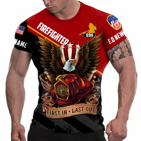Custom Shirt Gift For Firefighter - Personalized Gifts For Fireman - First In Last Out Bald Eagle Shirt H2511 - Image 9