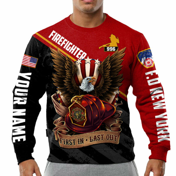 Custom Shirt Gift For Firefighter - Personalized Gifts For Fireman - First In Last Out Bald Eagle Shirt H2511 - Image 8