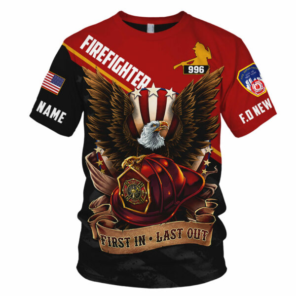 Custom Shirt Gift For Firefighter - Personalized Gifts For Fireman - First In Last Out Bald Eagle Shirt H2511 - Image 5