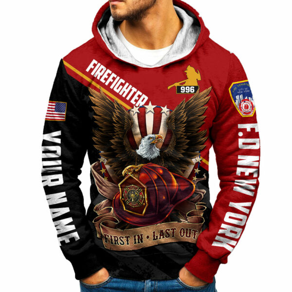 Custom Shirt Gift For Firefighter - Personalized Gifts For Fireman - First In Last Out Bald Eagle Shirt H2511 - Image 7