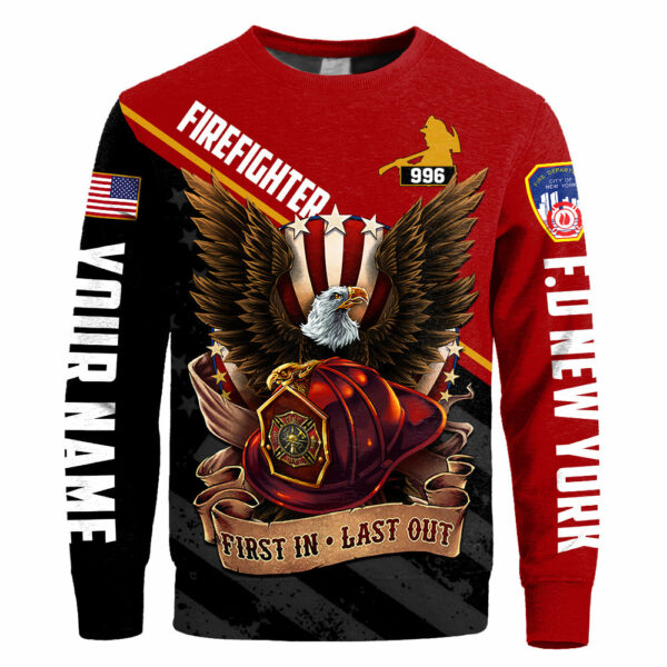 Custom Shirt Gift For Firefighter - Personalized Gifts For Fireman - First In Last Out Bald Eagle Shirt H2511 - Image 4