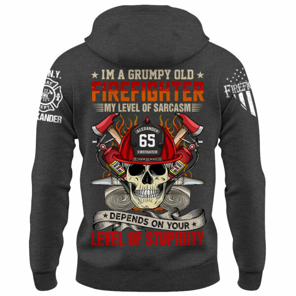 Custom Shirt Iâ€™m A Grumpy Old Firefighter My Level Of Sarcasm Depends On Your Level Of Stupidity Personalized Gift For Firefighter K1702 - Image 6