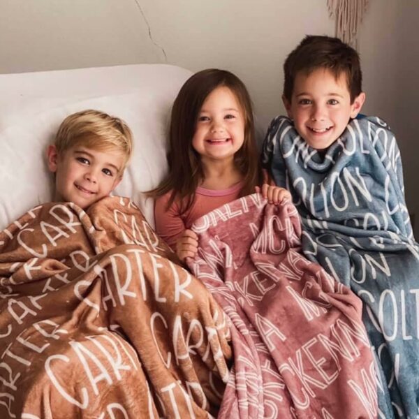 Custom Solid Color & Font Personalized Toddler Blanket