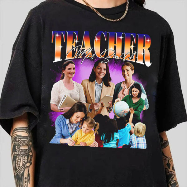 Custom Teacher Bootleg Shirt 90s Vintage Bootleg Custom Face Personalized T Shirt - Image 3