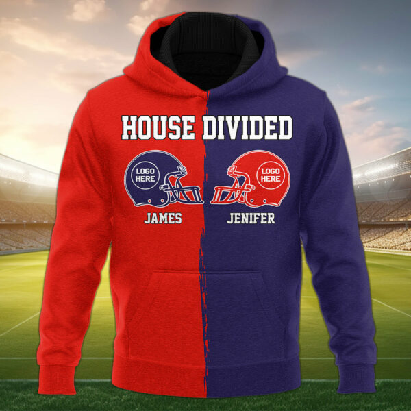 Custom Two Football Team All Over Print Shirt, House Divided Football Sweatshirt, House Divided Shirt, Split Team Shirt, House Divided Shirt - Image 4