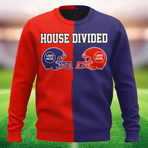 Custom Two Football Team All Over Print Shirt, House Divided Football Sweatshirt, House Divided Shirt, Split Team Shirt, House Divided Shirt - Image 5