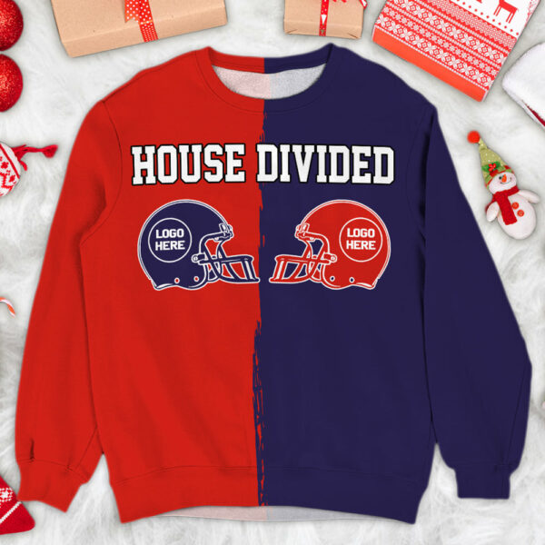 Custom Two Football Team All Over Print Shirt, House Divided Football Sweatshirt, House Divided Shirt, Split Team Shirt, House Divided Shirt - Image 3