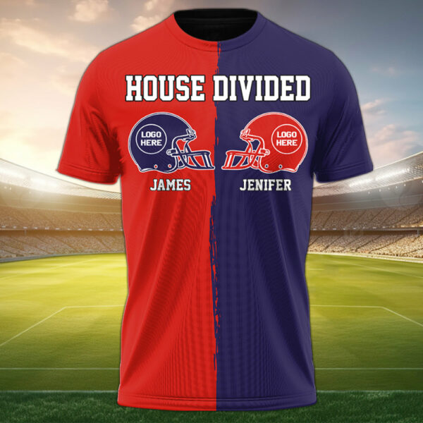 Custom Two Football Team All Over Print Shirt, House Divided Football Sweatshirt, House Divided Shirt, Split Team Shirt, House Divided Shirt - Image 2