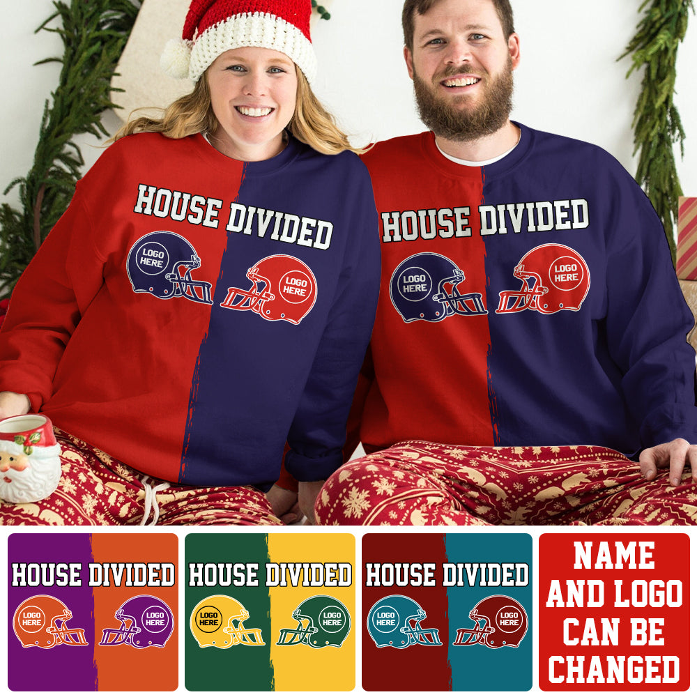 Custom Two Football Team All Over Print Shirt, House Divided Football Sweatshirt, House Divided Shirt, Split Team Shirt, House Divided Shirt