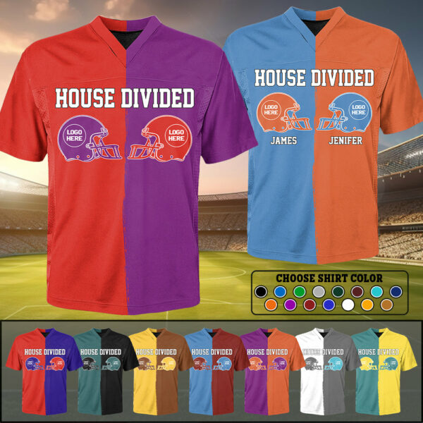 Custom Two Football Team Football Jersey Shirt, House Divided Football Split Team Football Jersey - Image 2