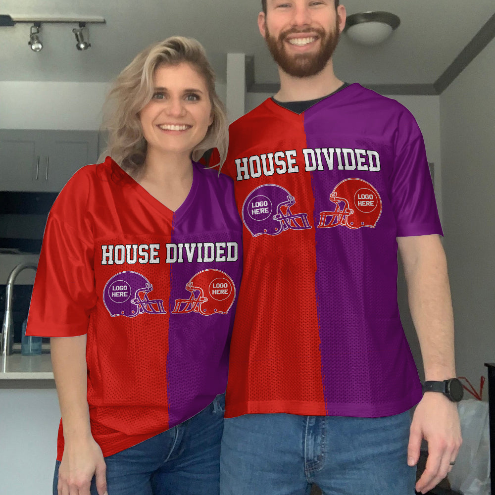 Custom Two Football Team Football Jersey Shirt, House Divided Football Split Team Football Jersey