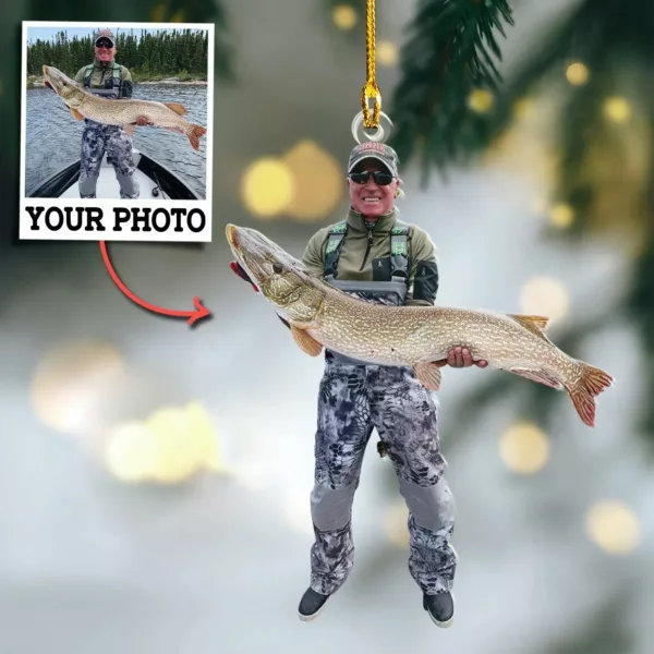 Custom Upload Photo Ornament Gift For Fishing Lovers - Custom Upload Photo Fisherman - Image 5